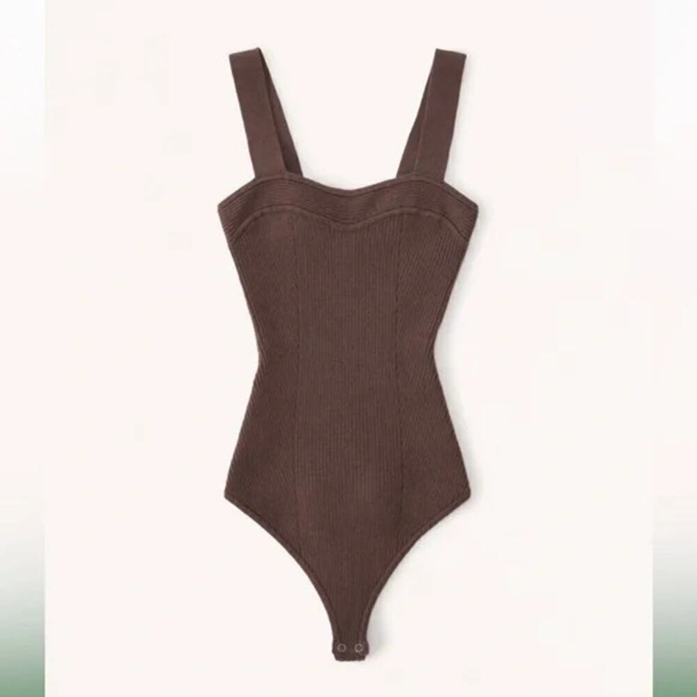 ABERCROMBIE & FITCH Sweater Sweetheart Bodysuit Cinnamon Brown Elevated Size XS